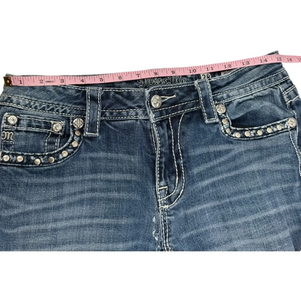 MISS ME 28 *FLAW Bootcut Jeans Blue Mid Rise Rhinestone Embellished Y2K MV5190B7